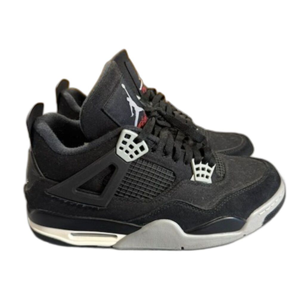 Nike Air Jordan 4 Retro Black Canvas Sneakers Men's Size 10 DH7138-006 Black